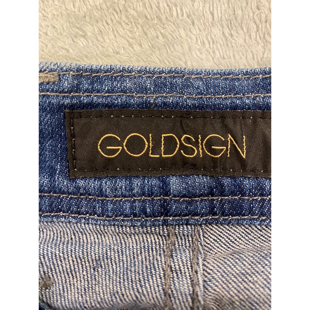 Womens Goldsign Jeans 28 Denim Blue Flare Long Pants USA Stretch 28x35
